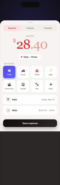 Add an expense in iSave